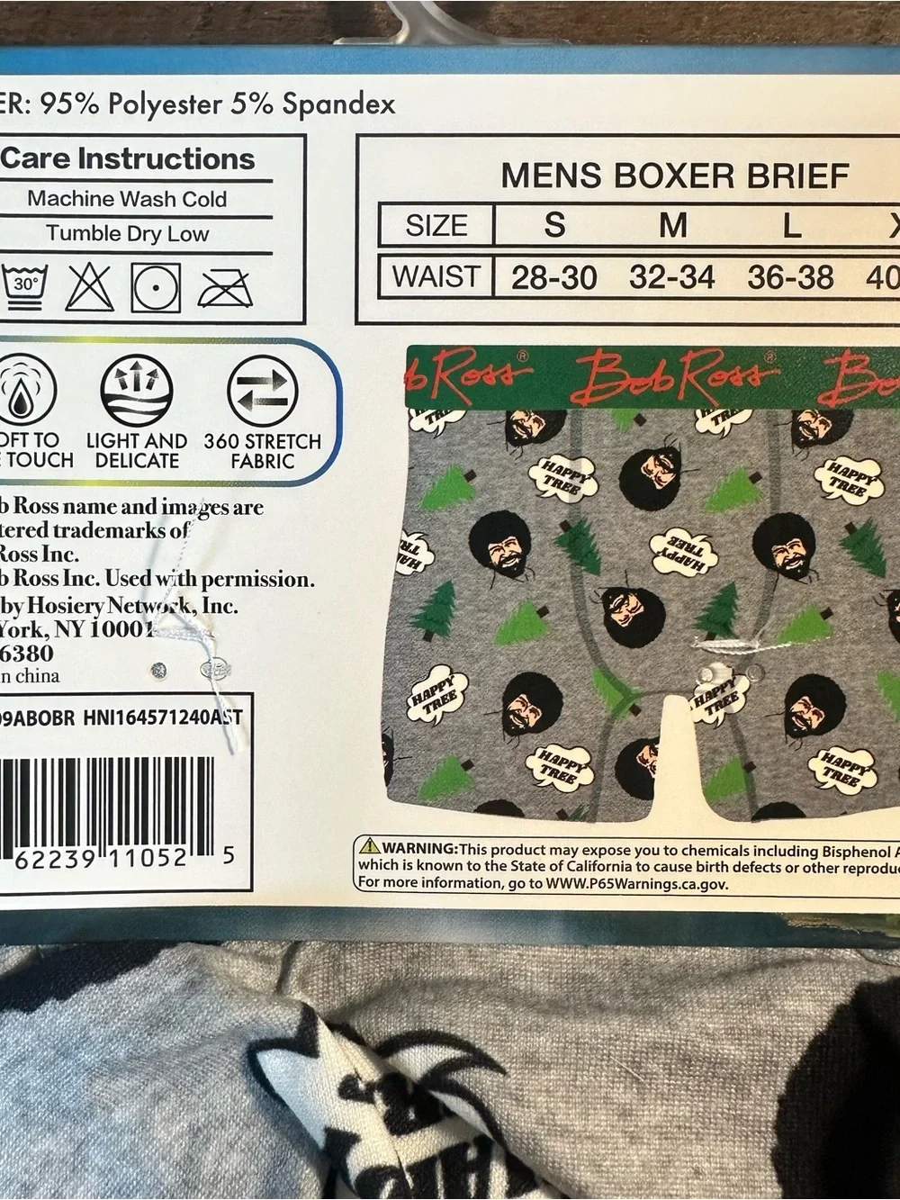 Bob Ross The Joy of Painting Mens Boxer Brief XL (40-42) & 1 Pair Crew Socks NWT
